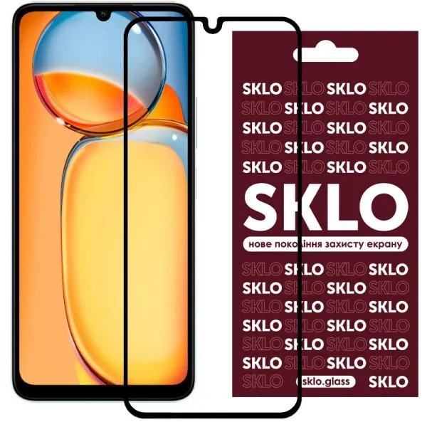 Защитное стекло SKLO 3D для Xiaomi Redmi 13C / Poco C65 — Черный — фото 1