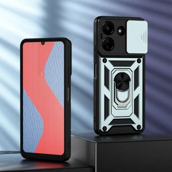 Ударопрочный чехол Camshield Serge Ring для Xiaomi Redmi 13C / Poco C65 — Зеленый — фото 3