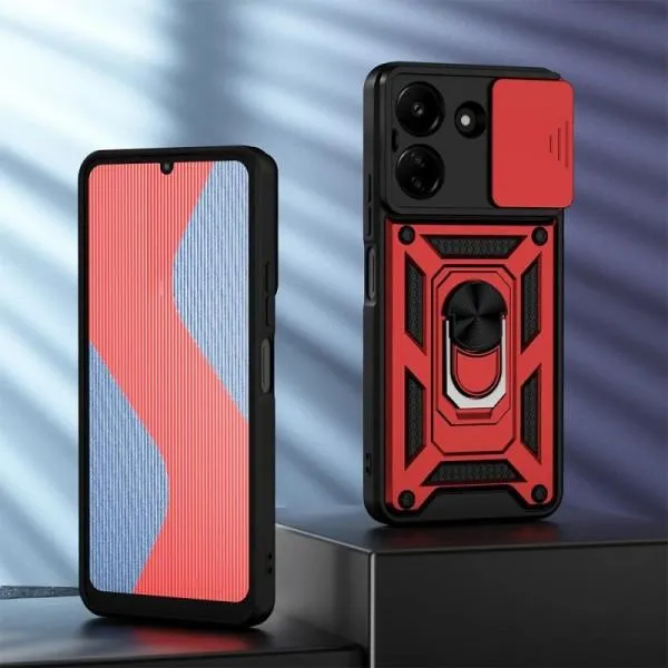 Ударопрочный чехол Camshield Serge Ring для Xiaomi Redmi 13C / Poco C65 — Красный — фото 2