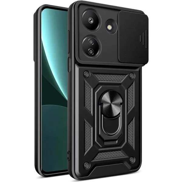 Ударопрочный чехол Camshield Serge Ring для Xiaomi Redmi 13C / Poco C65 — Черный — фото 1