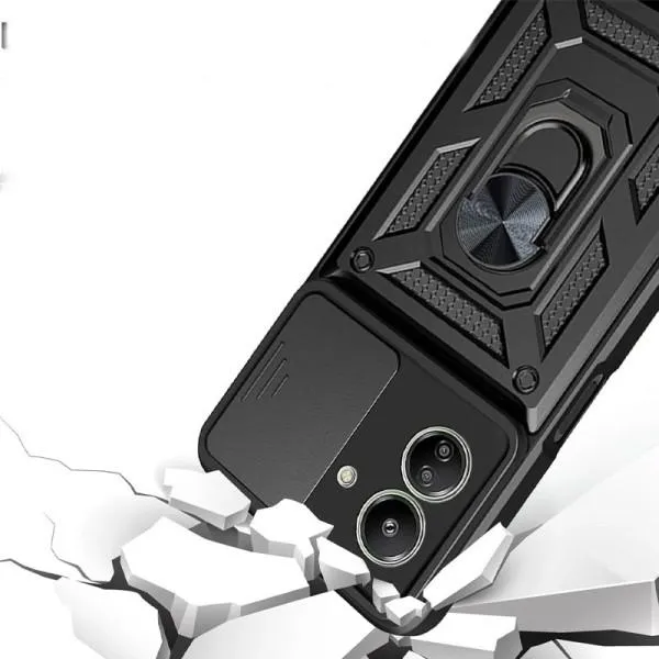 Ударопрочный чехол Camshield Serge Ring для Xiaomi Redmi 13C / Poco C65 — Черный — фото 2