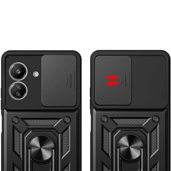 Ударопрочный чехол Camshield Serge Ring для Xiaomi Redmi 13C / Poco C65 — Черный — фото 3