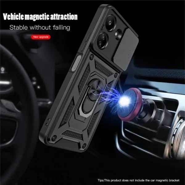 Ударопрочный чехол Camshield Serge Ring для Xiaomi Redmi 13C / Poco C65 — Черный — фото 4