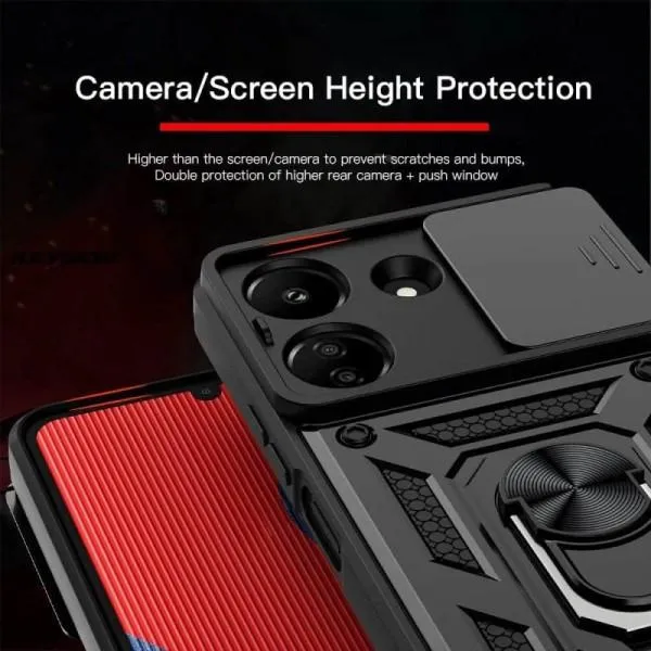 Ударопрочный чехол Camshield Serge Ring для Xiaomi Redmi 13C / Poco C65 — Черный — фото 5