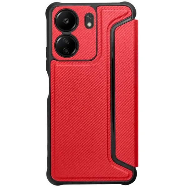 Кожаный чехол-книжка GETMAN Razor (PU) для Xiaomi Redmi 13C / Poco C65 — Красный — фото 2
