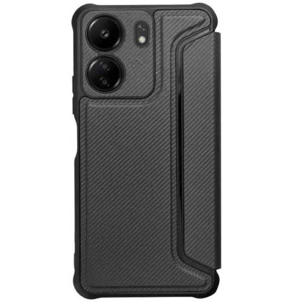 Кожаный чехол-книжка GETMAN Razor (PU) для Xiaomi Redmi 13C / Poco C65 — Черный — фото 2