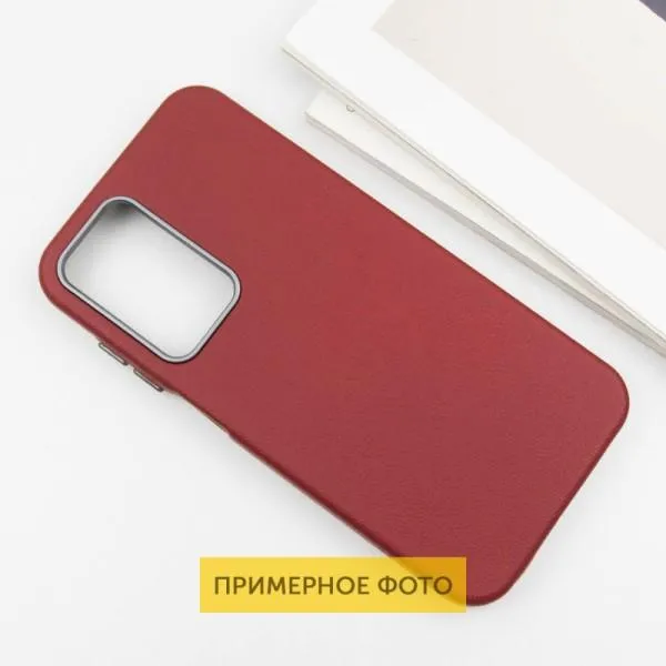 Кожаный чехол Leather Case Metal Buttons для Xiaomi Redmi 13C / Poco C65 — Красный — фото 2