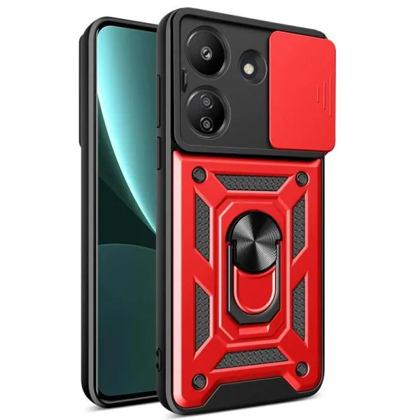 Ударопрочный чехол Camshield Serge Ring для Xiaomi Redmi 13C / Poco C65 — Красный — фото 3