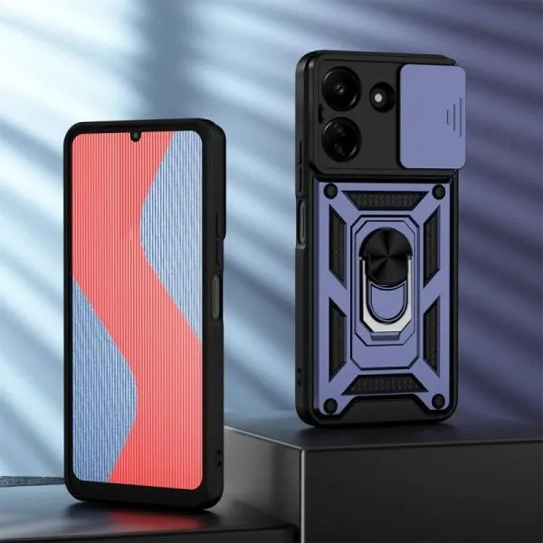 Ударопрочный чехол Camshield Serge Ring для Xiaomi Redmi 13C / Poco C65 — Синий — фото 4
