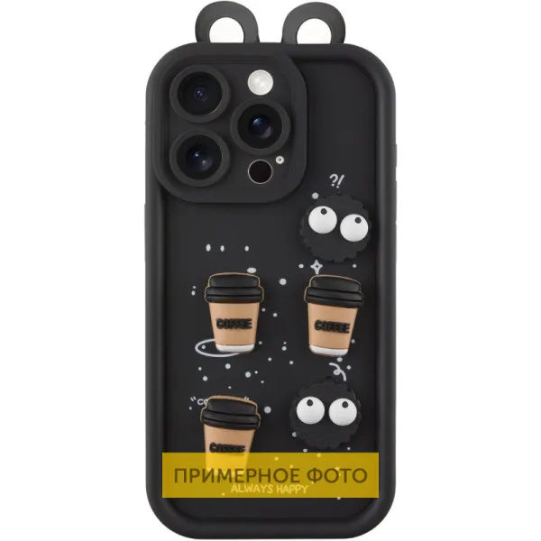 Чехол TPU Toys Case with Ears для Xiaomi Redmi 13C — Черный — фото 1