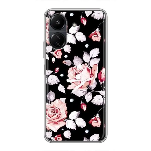 Чехол с принтом «Цветочки на черном» для Xiaomi Redmi 13C Чехол с принтом «Цветочки на черном» для Xiaomi Redmi 13C