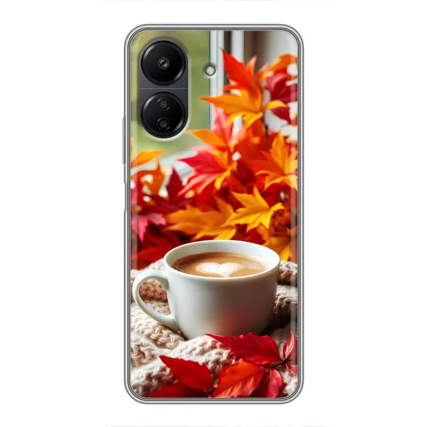 Чехол с принтом «Кофе и листья» для Xiaomi Redmi 13C