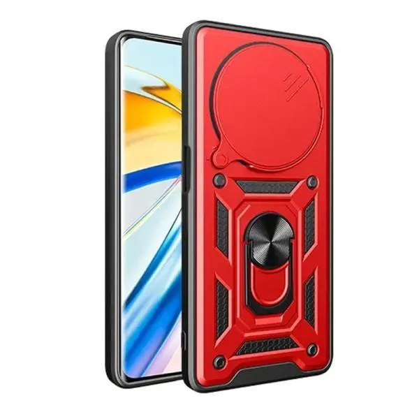 Ударопрочный чехол Camshield Serge Ring для Xiaomi Redmi 14C / A4 / Poco C75 / M7 — Красный — фото 2