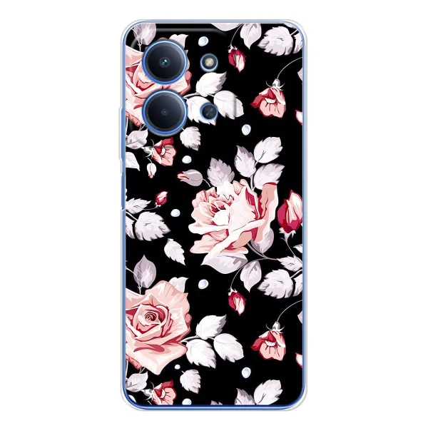 Чохол з принтом «Квіти на чорному» для Xiaomi Redmi 15C