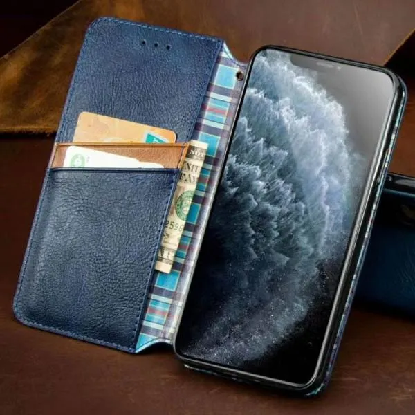Кожаный чехол-книжка GETMAN Cubic (PU) для Xiaomi Redmi 9 — Синий — фото 2