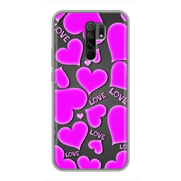 Чохол з принтом «Pink hearts» для Xiaomi Redmi 9