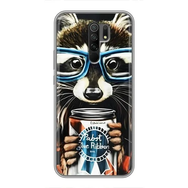 Чехол с принтом «Енот с банкой» для Xiaomi Redmi 9
