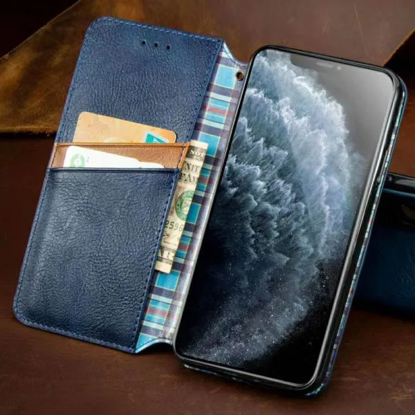 Кожаный чехол-книжка GETMAN Cubic (PU) для Xiaomi Redmi 9A — Синий — фото 3 Кожаный чехол-книжка GETMAN Cubic (PU) для Xiaomi Redmi 9A — Синий — фото 3