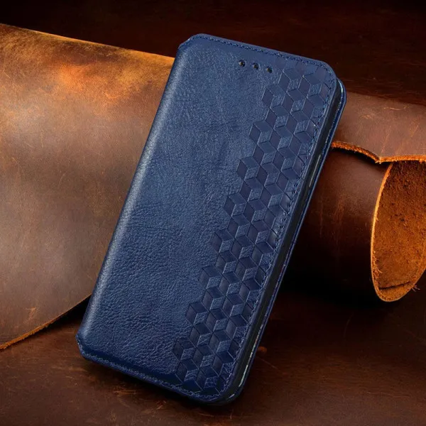 Кожаный чехол-книжка GETMAN Cubic (PU) для Xiaomi Redmi 9A — Синий — фото 4 Кожаный чехол-книжка GETMAN Cubic (PU) для Xiaomi Redmi 9A — Синий — фото 4