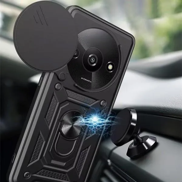 Ударопрочный чехол Camshield Serge Ring для Xiaomi Redmi A3 / A3x — Черный — фото 2 Ударопрочный чехол Camshield Serge Ring для Xiaomi Redmi A3 / A3x — Черный — фото 2