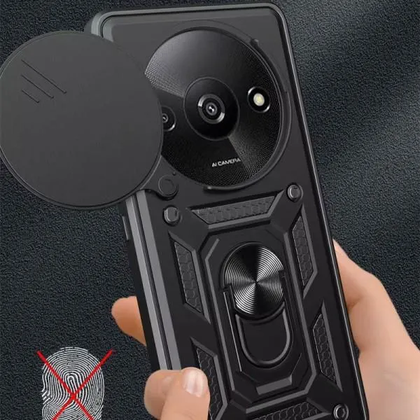Ударопрочный чехол Camshield Serge Ring для Xiaomi Redmi A3 / A3x — Черный — фото 3 Ударопрочный чехол Camshield Serge Ring для Xiaomi Redmi A3 / A3x — Черный — фото 3