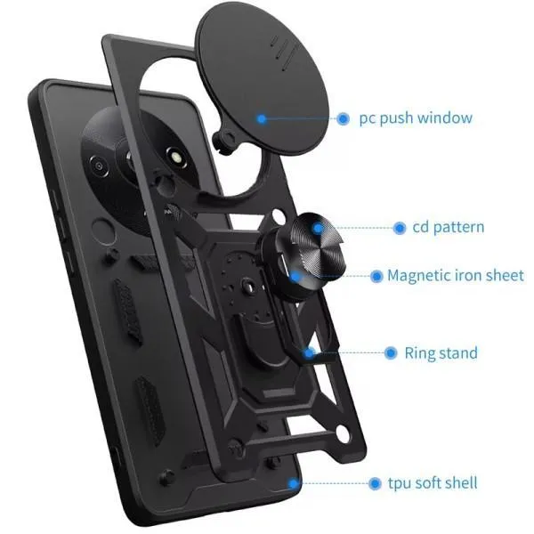 Ударопрочный чехол Camshield Serge Ring для Xiaomi Redmi A3 / A3x — Черный — фото 5 Ударопрочный чехол Camshield Serge Ring для Xiaomi Redmi A3 / A3x — Черный — фото 5