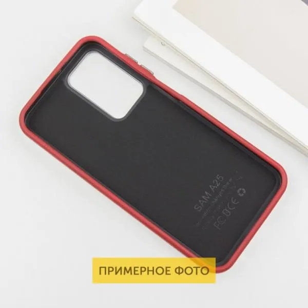 Кожаный чехол Leather Case Metal Buttons для Xiaomi Redmi A3 — Красный — фото 4