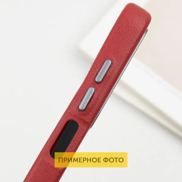 Кожаный чехол Leather Case Metal Buttons для Xiaomi Redmi A3 — Красный — фото 5