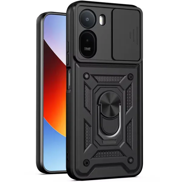 Чехол Ummi Camshield Serge Ring для Xiaomi Redmi A7 Pro 4G / Poco C81 / C81 Pro — Черный
