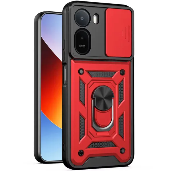 Чехол Ummi Camshield Serge Ring для Xiaomi Redmi A7 Pro 4G / Poco C81 / C81 Pro — Красный