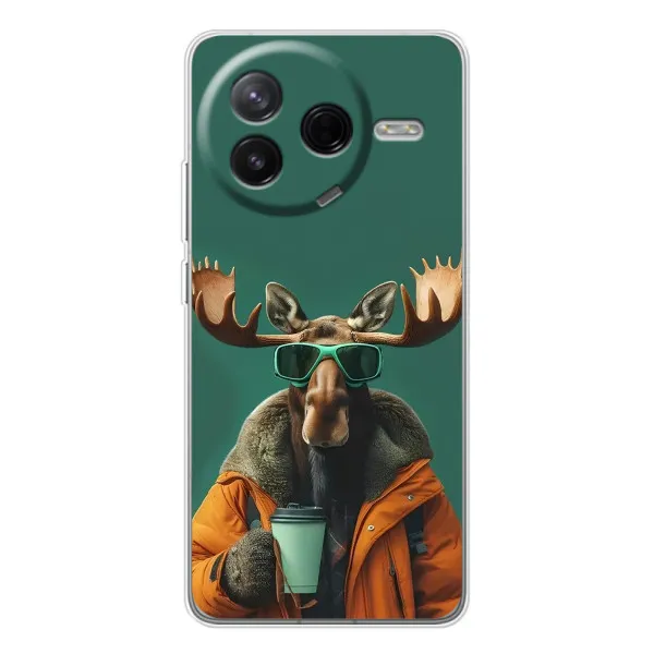 Чехол с принтом «Лось с кофе» для Xiaomi Redmi K80 Ultra