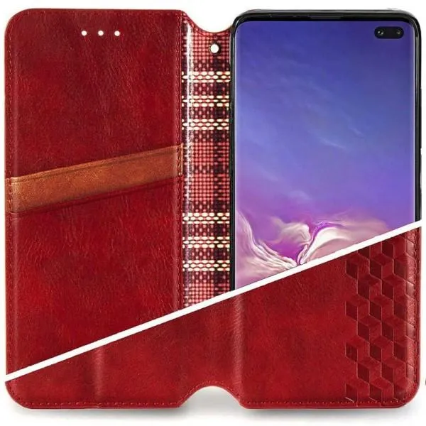 Кожаный чехол-книжка GETMAN Cubic (PU) для Xiaomi Redmi Note 10 Pro / 10 Pro Max — Красный — фото 2
