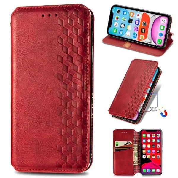 Кожаный чехол-книжка GETMAN Cubic (PU) для Xiaomi Redmi Note 10 Pro / 10 Pro Max — Красный — фото 3