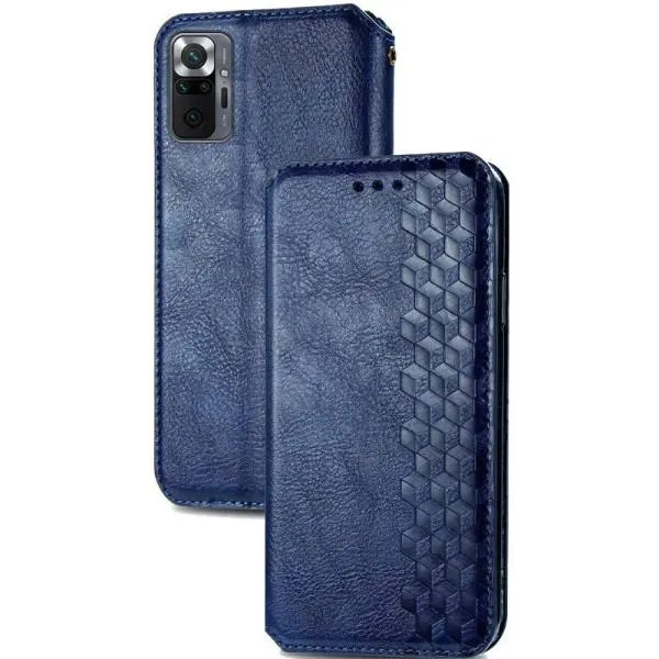 Кожаный чехол-книжка GETMAN Cubic (PU) для Xiaomi Redmi Note 10 Pro / 10 Pro Max — Синий — фото 4