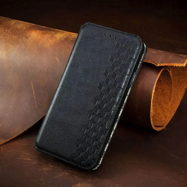 Кожаный чехол-книжка GETMAN Cubic (PU) для Xiaomi Redmi Note 10 Pro / 10 Pro Max — Черный — фото 5