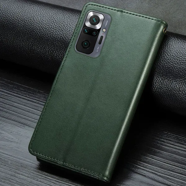 Кожаный чехол-книжка GETMAN Gallant (PU) для Xiaomi Redmi Note 10 Pro / 10 Pro Max — Зеленый — фото 5