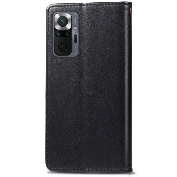 Кожаный чехол-книжка GETMAN Gallant (PU) для Xiaomi Redmi Note 10 Pro / 10 Pro Max — Черный — фото 4