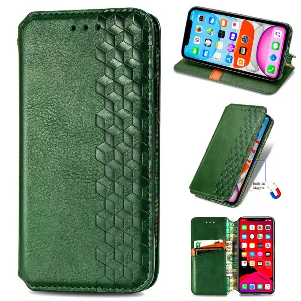 Кожаный чехол-книжка GETMAN Cubic (PU) для Xiaomi Redmi Note 10 Pro / 10 Pro Max — Зеленый — фото 2