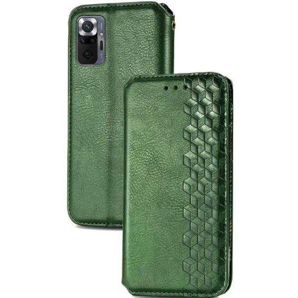 Кожаный чехол-книжка GETMAN Cubic (PU) для Xiaomi Redmi Note 10 Pro / 10 Pro Max — Зеленый — фото 3
