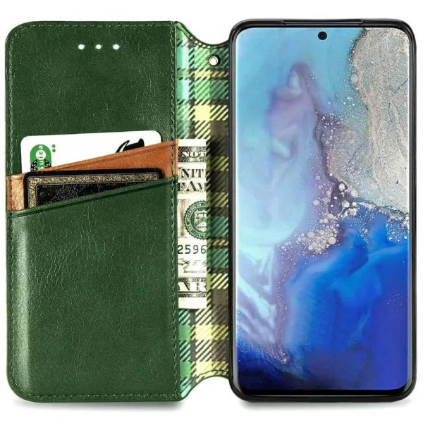 Кожаный чехол-книжка GETMAN Cubic (PU) для Xiaomi Redmi Note 10 Pro / 10 Pro Max — Зеленый — фото 4