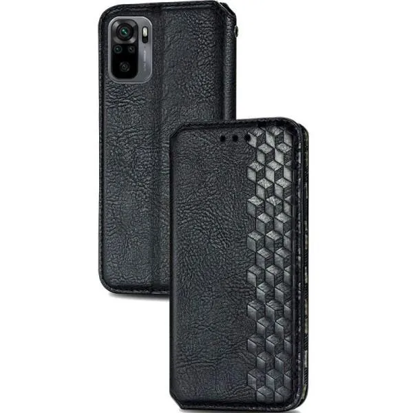 Кожаный чехол-книжка GETMAN Cubic (PU) для Xiaomi Redmi Note 10 / Note 10s — Черный — фото 4