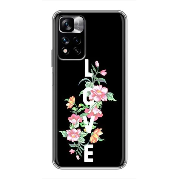 Чехол с принтом «Цветы LOVE» для Xiaomi Redmi Note 11 Pro Plus
