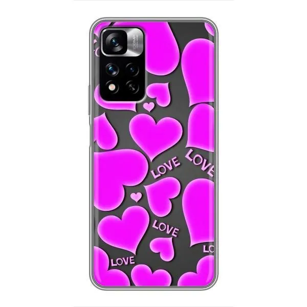 Чехол с принтом «Pink hearts» для Xiaomi Redmi Note 11 Pro Plus