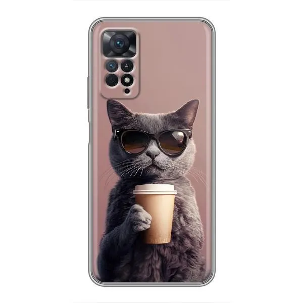 Чехол с принтом «Кот с кофе» для Xiaomi Redmi Note 11 Pro Чехол с принтом «Кот с кофе» для Xiaomi Redmi Note 11 Pro
