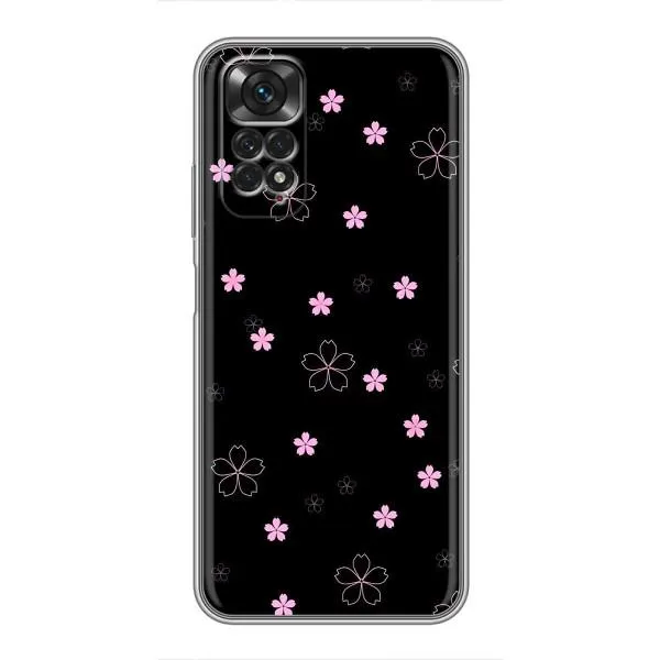 Чехол с принтом «Розовые цветы на черном» для Xiaomi Redmi Note 11 / 11s