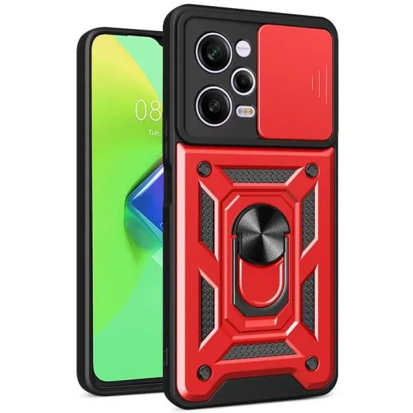 Ударостійкий чохол Camshield Serge Ring для Xiaomi Poco X5 Pro 5G / Note 12 Pro 5G — Червоний — фото 1