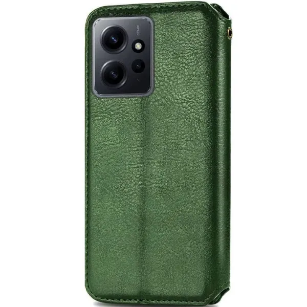 Кожаный чехол-книжка GETMAN Cubic (PU) для Xiaomi Redmi Note 12 4G — Зеленый — фото 3