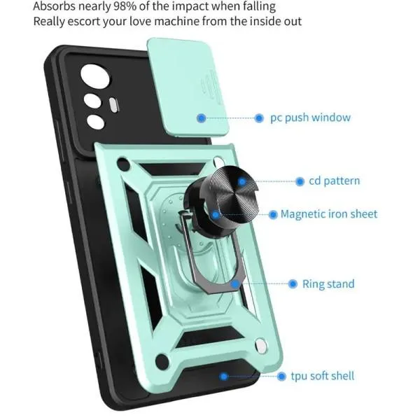 Ударопрочный чехол Camshield Serge Ring для Xiaomi Redmi Note 12S — Зеленый — фото 3