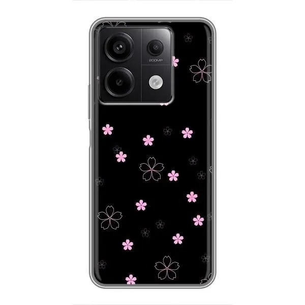 Чехол с принтом «Розовые цветы на черном» для Xiaomi Redmi Note 13 (5G)