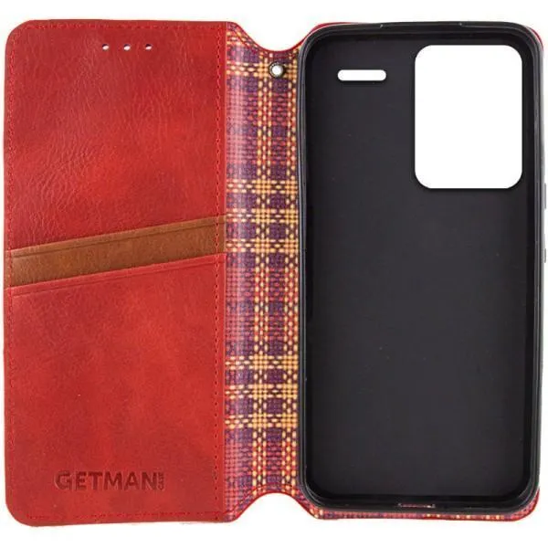 Шкіряний чохол-книжка GETMAN Cubic (PU) для Xiaomi Redmi Note 13 Pro+ — Червоний — фото 2 Шкіряний чохол-книжка GETMAN Cubic (PU) для Xiaomi Redmi Note 13 Pro+ — Червоний — фото 2